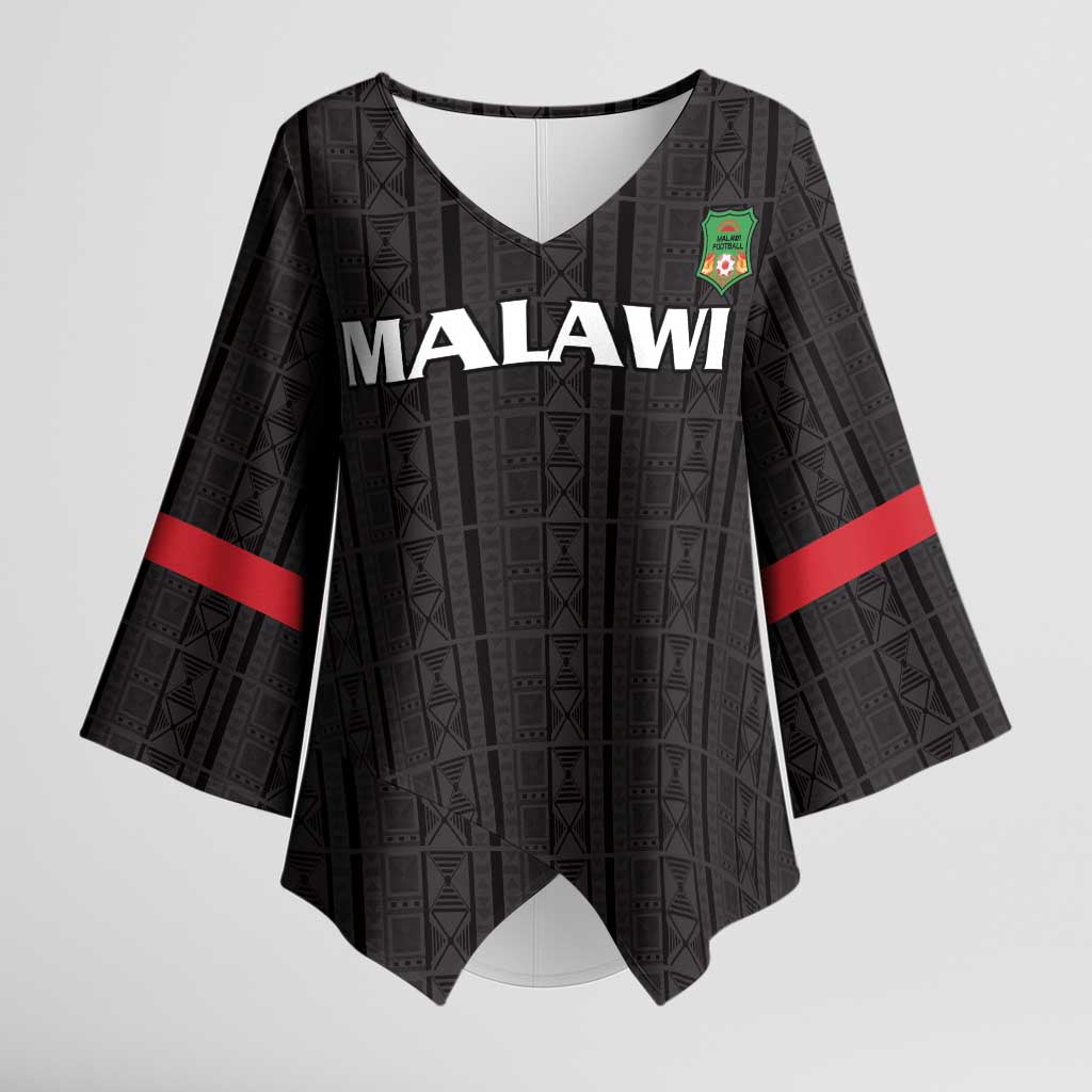 Custom Malawi Football Kimono Sleeve Blouse Come On Flames - Black - Wonder Print Shop