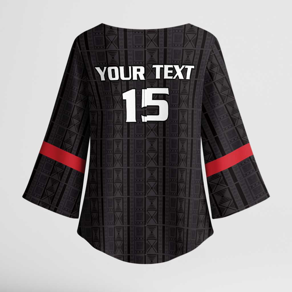 Custom Malawi Football Kimono Sleeve Blouse Come On Flames - Black - Wonder Print Shop