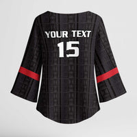 Custom Malawi Football Kimono Sleeve Blouse Come On Flames - Black - Wonder Print Shop