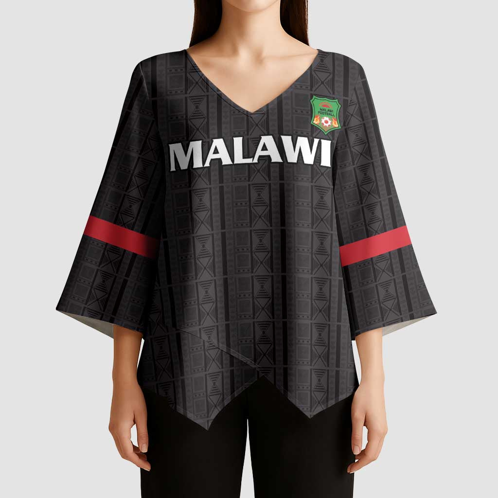Custom Malawi Football Kimono Sleeve Blouse Come On Flames - Black - Wonder Print Shop