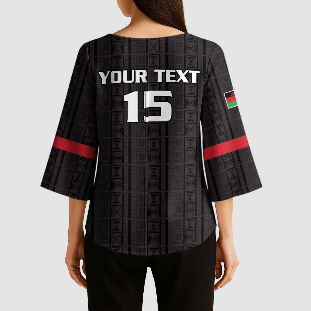 Custom Malawi Football Kimono Sleeve Blouse Come On Flames - Black - Wonder Print Shop