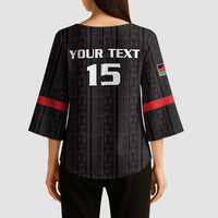 Custom Malawi Football Kimono Sleeve Blouse Come On Flames - Black - Wonder Print Shop