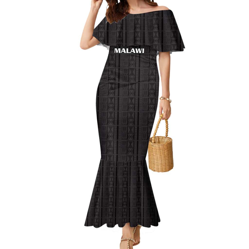 Custom Malawi Football Mermaid Dress Come On Flames - Black - Wonder Print Shop