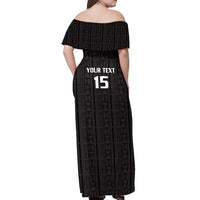 Custom Malawi Football Off Shoulder Maxi Dress Come On Flames - Black - Wonder Print Shop