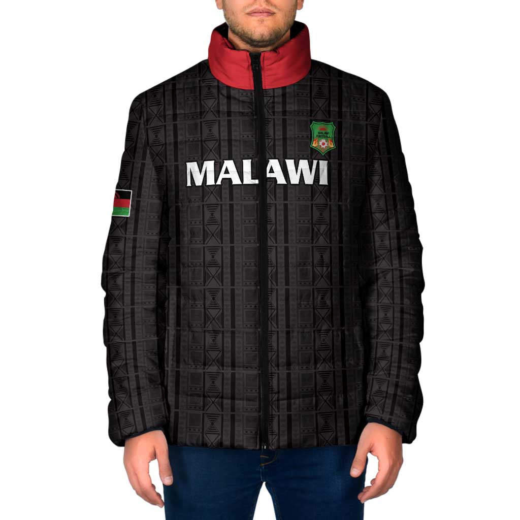 Custom Malawi Football Padded Jacket Come On Flames - Black - Wonder Print Shop