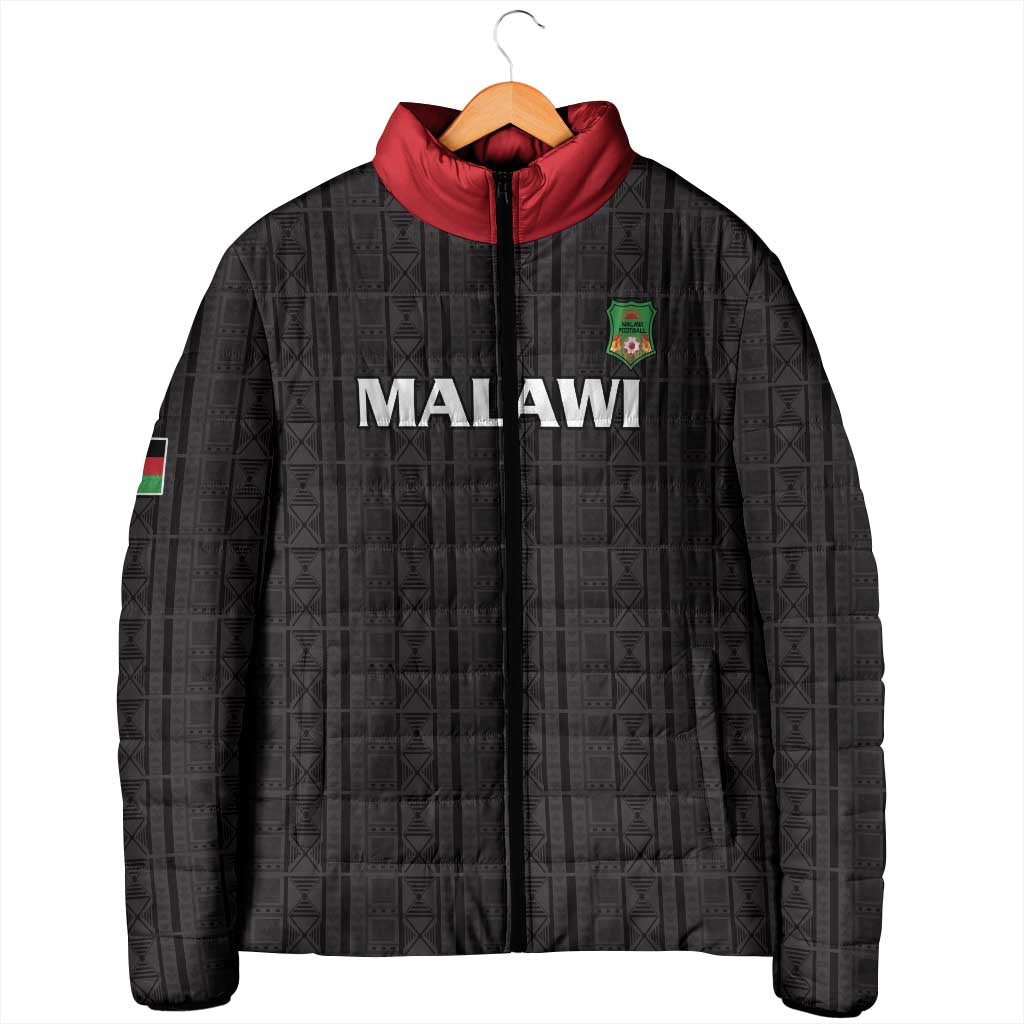Custom Malawi Football Padded Jacket Come On Flames - Black - Wonder Print Shop