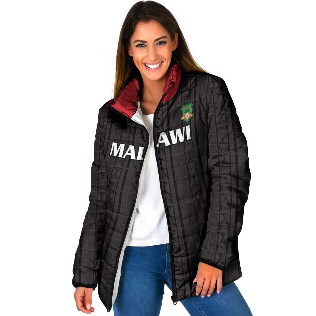 Custom Malawi Football Padded Jacket Come On Flames - Black - Wonder Print Shop