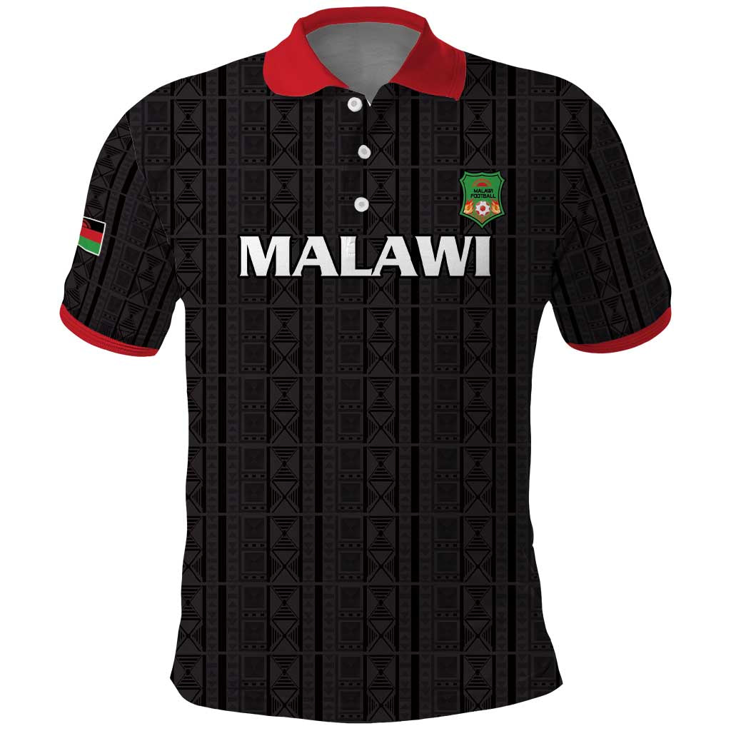 Custom Malawi Football Polo Shirt Come On Flames - Black - Wonder Print Shop