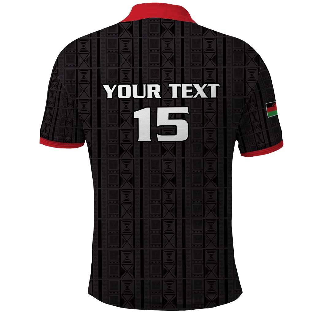 Custom Malawi Football Polo Shirt Come On Flames - Black - Wonder Print Shop