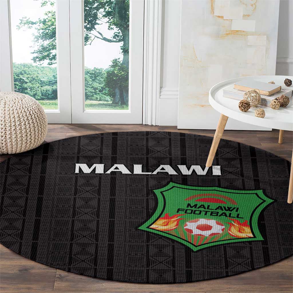 Malawi Football Round Carpet Come On Flames - Black - Wonder Print Shop