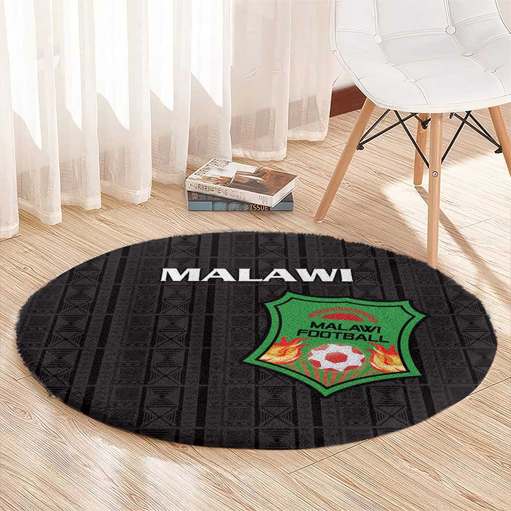 Malawi Football Round Carpet Come On Flames - Black - Wonder Print Shop