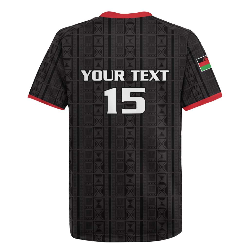 Custom Malawi Football Rugby Jersey Come On Flames - Black - Wonder Print Shop