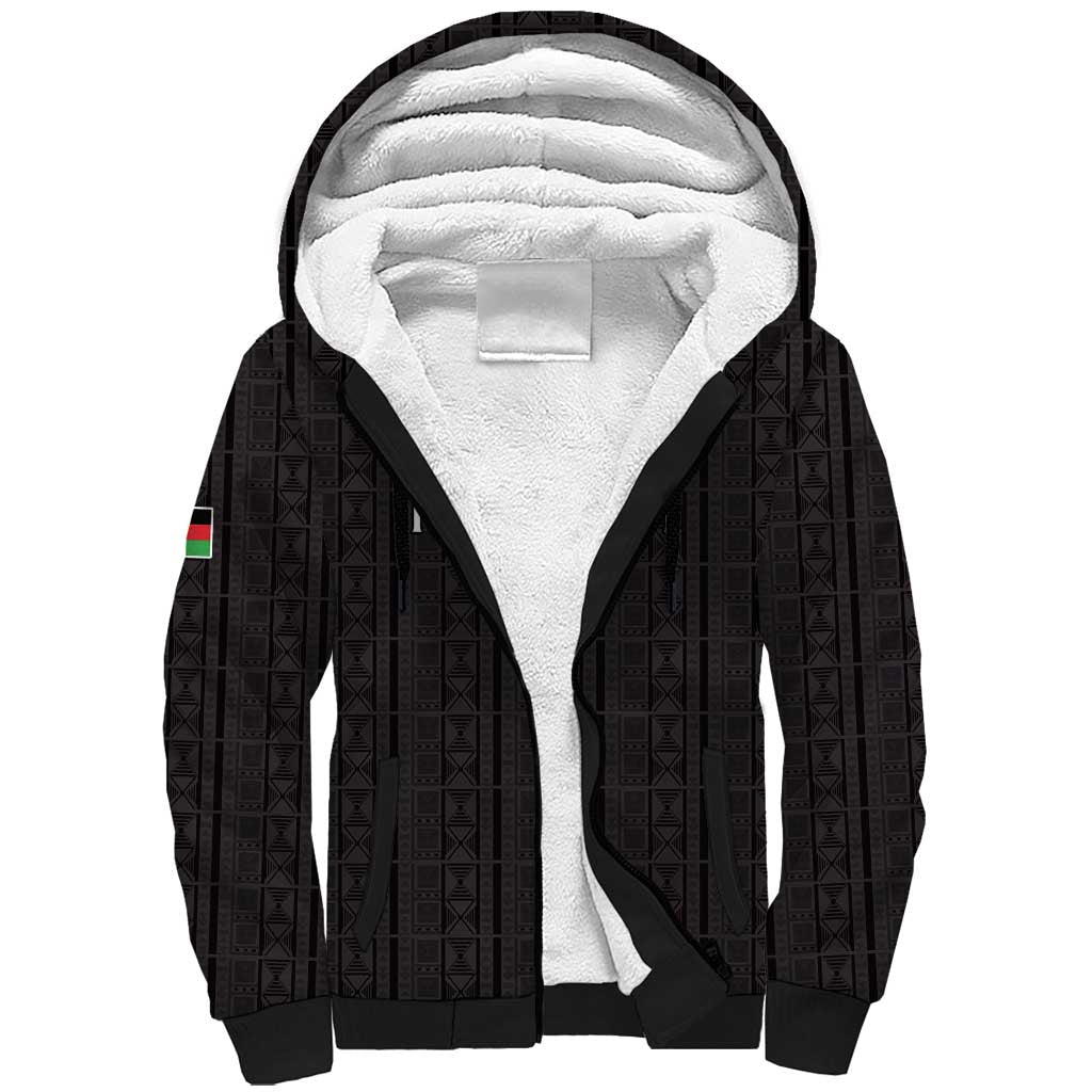 Custom Malawi Football Sherpa Hoodie Come On Flames - Black - Wonder Print Shop
