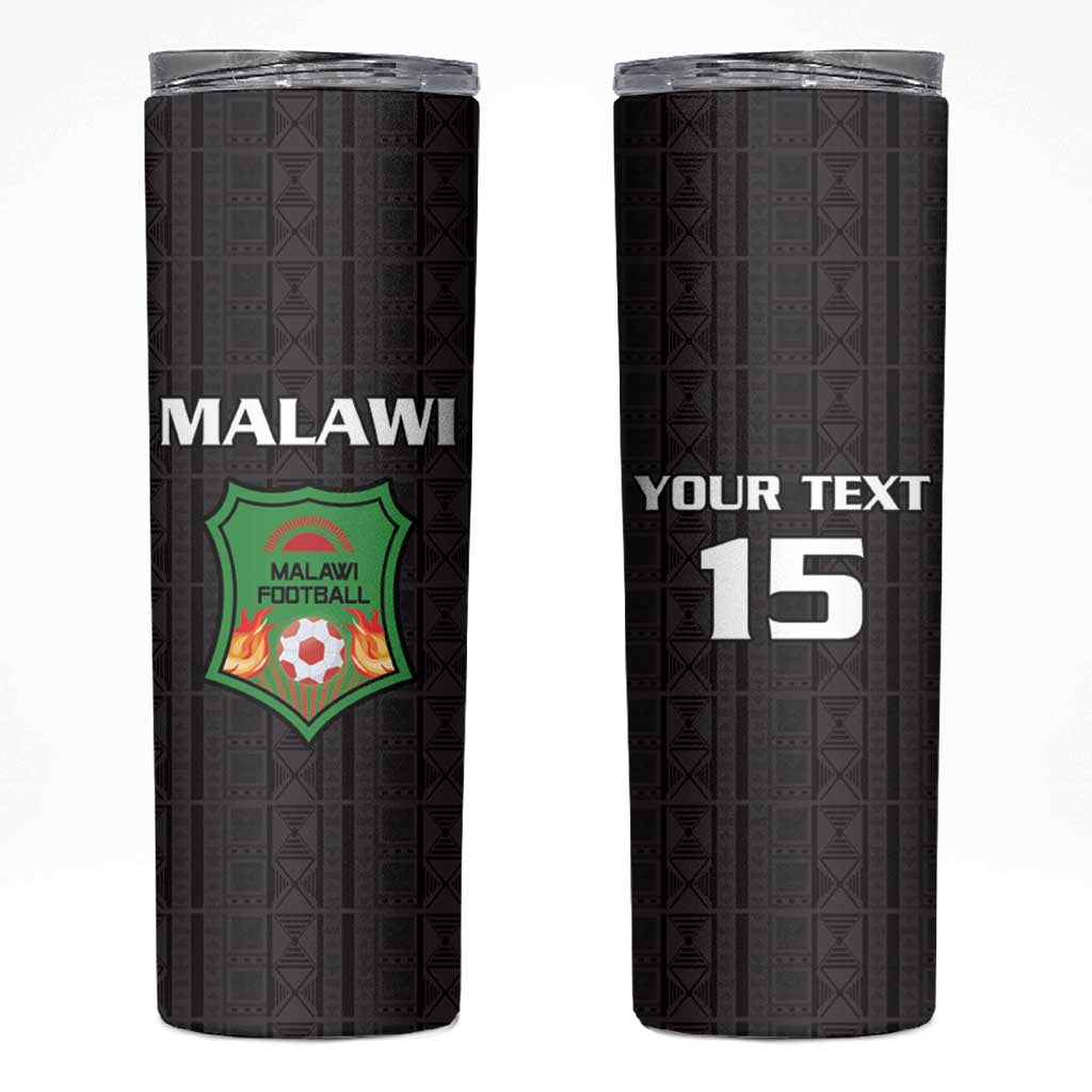 Custom Malawi Football Skinny Tumbler Come On Flames - Black - Wonder Print Shop
