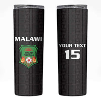 Custom Malawi Football Skinny Tumbler Come On Flames - Black - Wonder Print Shop