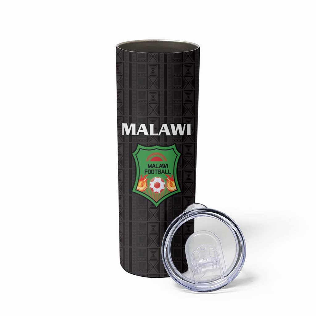 Custom Malawi Football Skinny Tumbler Come On Flames - Black - Wonder Print Shop