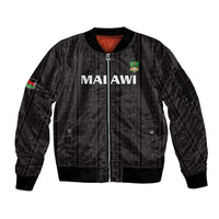 Custom Malawi Football Sleeve Zip Bomber Jacket Come On Flames - Black - Wonder Print Shop