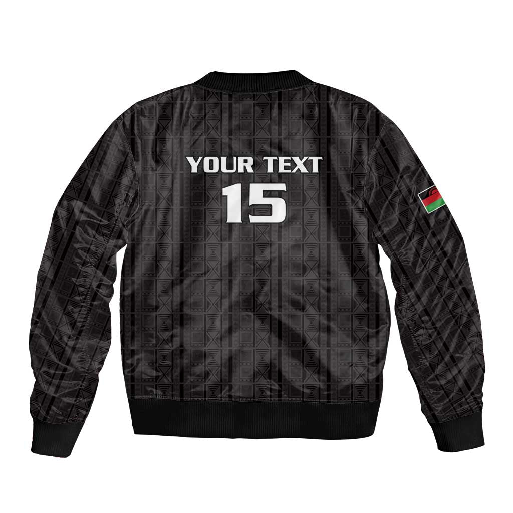 Custom Malawi Football Sleeve Zip Bomber Jacket Come On Flames - Black - Wonder Print Shop