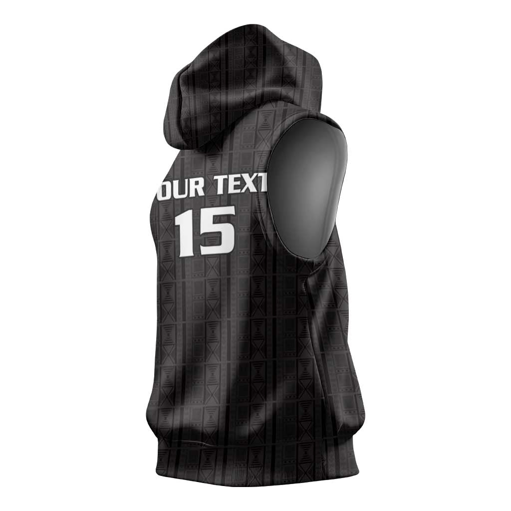 Custom Malawi Football Sleeveless Hoodie Come On Flames - Black - Wonder Print Shop