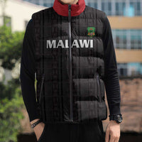 Custom Malawi Football Sleeveless Puffer Jacket Come On Flames - Black - Wonder Print Shop