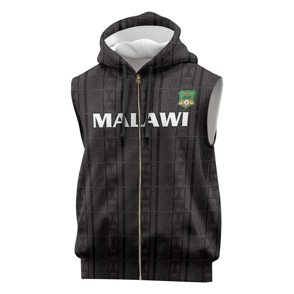Custom Malawi Football Sleeveless Zip Hoodie Come On Flames - Black - Wonder Print Shop