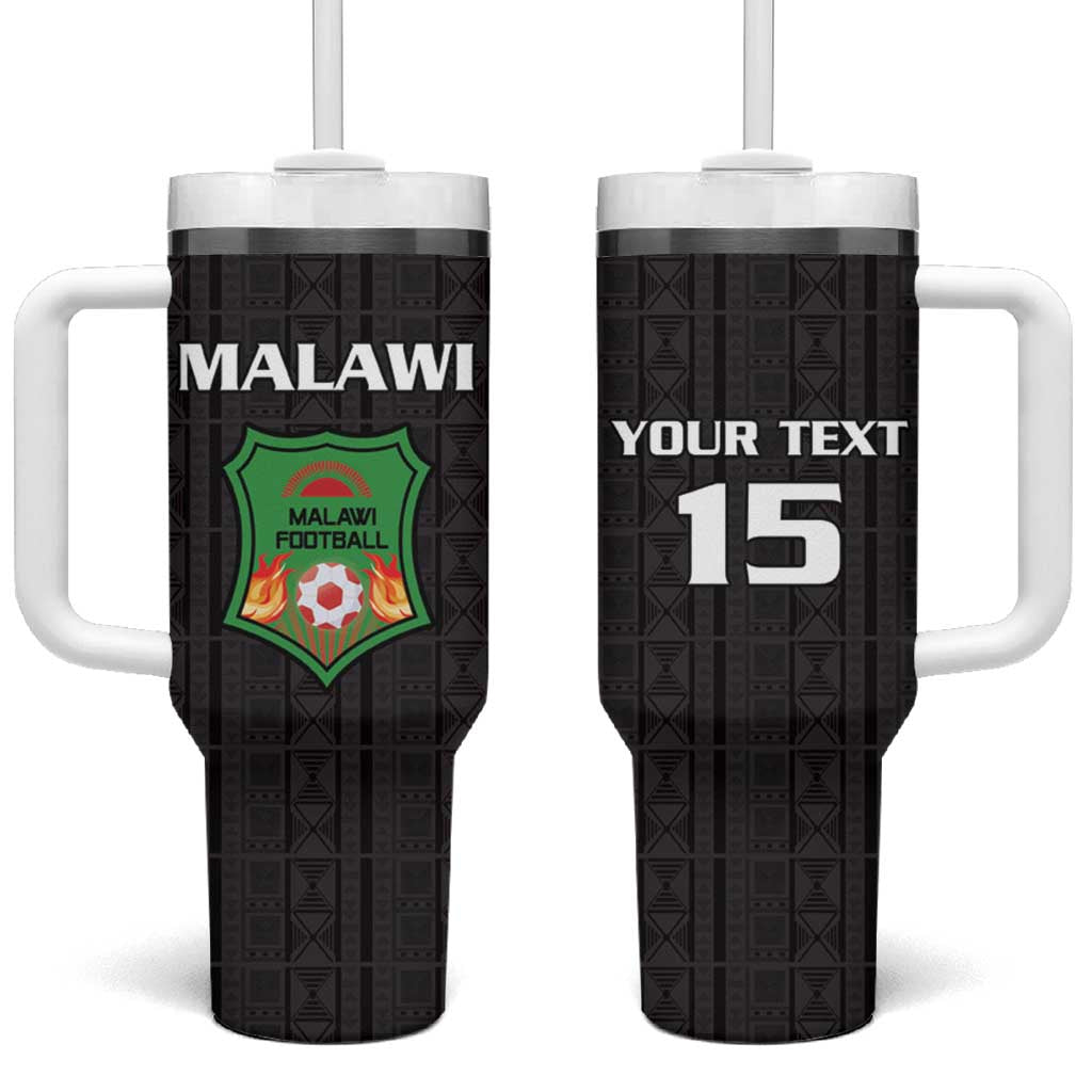 Custom Malawi Football Tumbler With Handle Come On Flames - Black - Wonder Print Shop