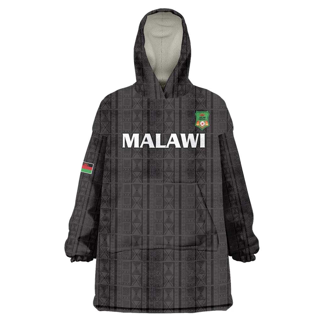 Custom Malawi Football Wearable Blanket Hoodie Come On Flames - Black - Wonder Print Shop