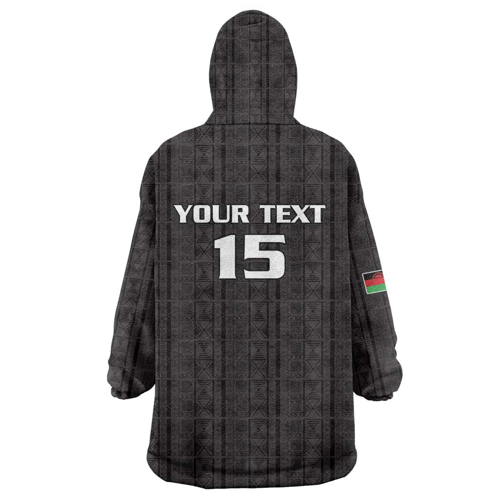 Custom Malawi Football Wearable Blanket Hoodie Come On Flames - Black - Wonder Print Shop