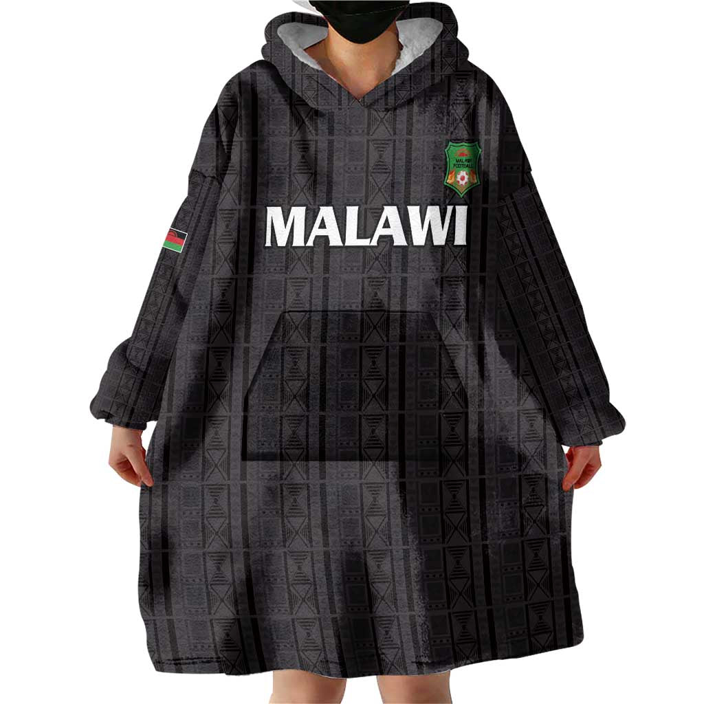 Custom Malawi Football Wearable Blanket Hoodie Come On Flames - Black - Wonder Print Shop