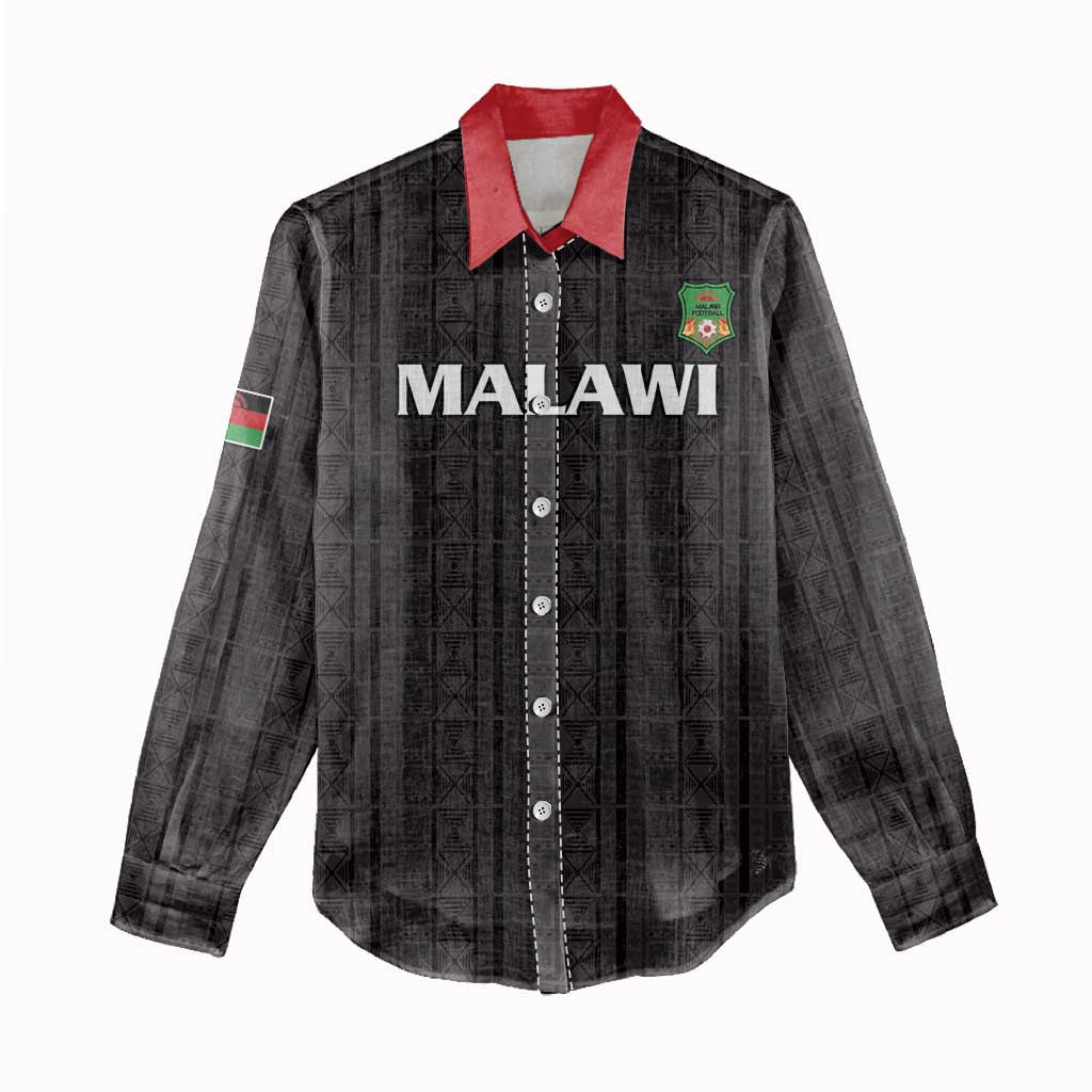 Custom Malawi Football Women Casual Shirt Come On Flames - Black - Wonder Print Shop