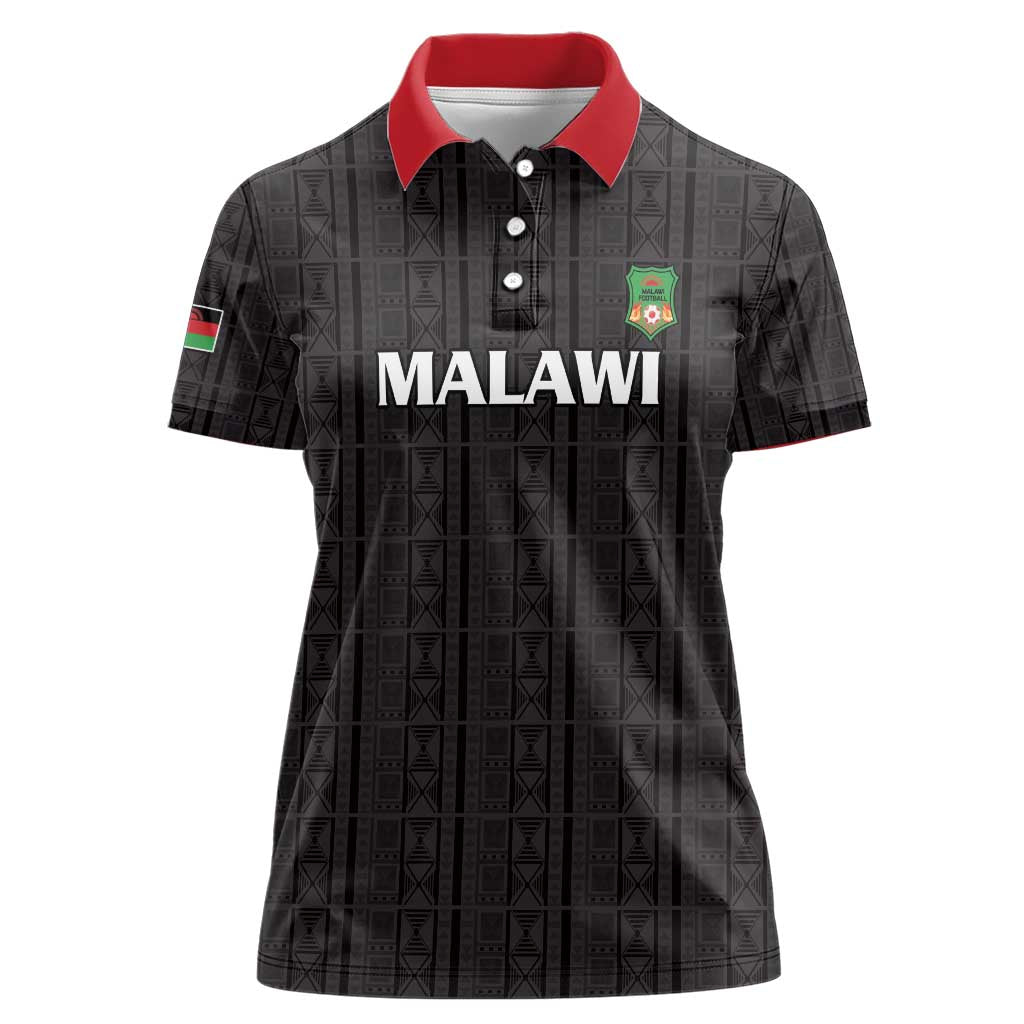 Custom Malawi Football Women Polo Shirt Come On Flames - Black - Wonder Print Shop