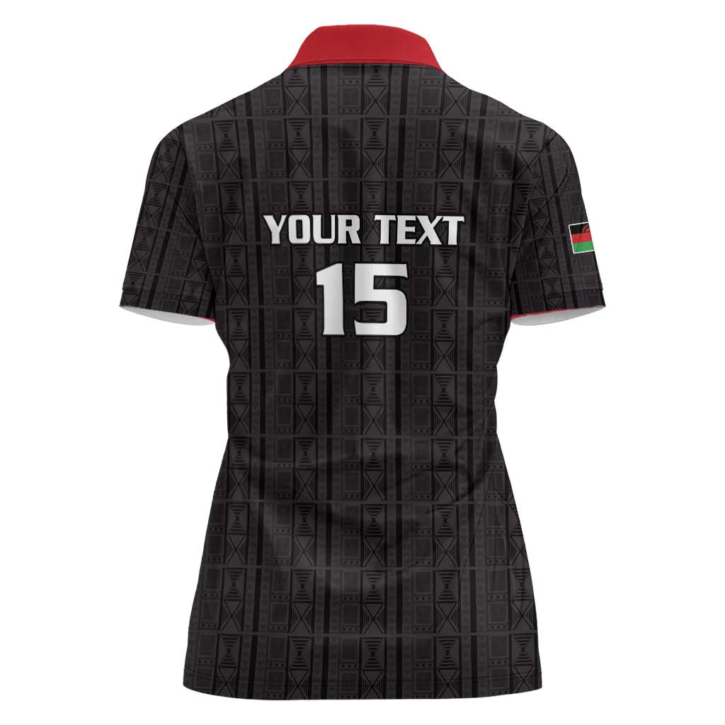 Custom Malawi Football Women Polo Shirt Come On Flames - Black - Wonder Print Shop