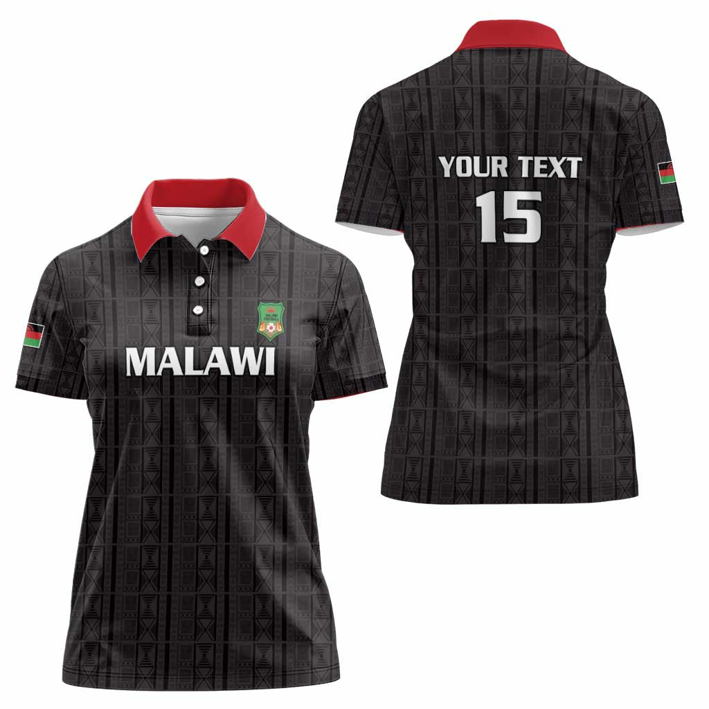 Custom Malawi Football Women Polo Shirt Come On Flames - Black - Wonder Print Shop