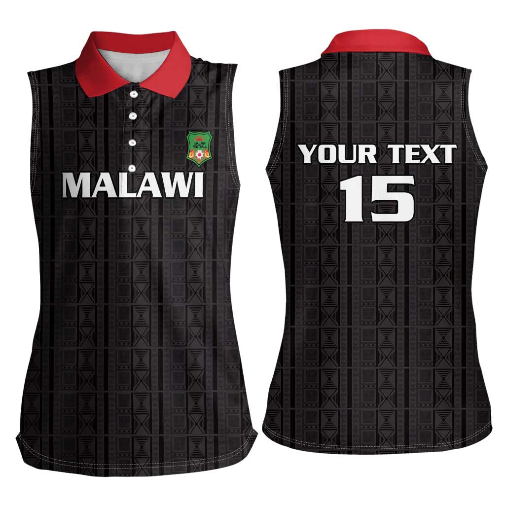 Custom Malawi Football Women Sleeveless Polo Shirt Come On Flames - Black - Wonder Print Shop