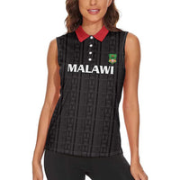 Custom Malawi Football Women Sleeveless Polo Shirt Come On Flames - Black - Wonder Print Shop