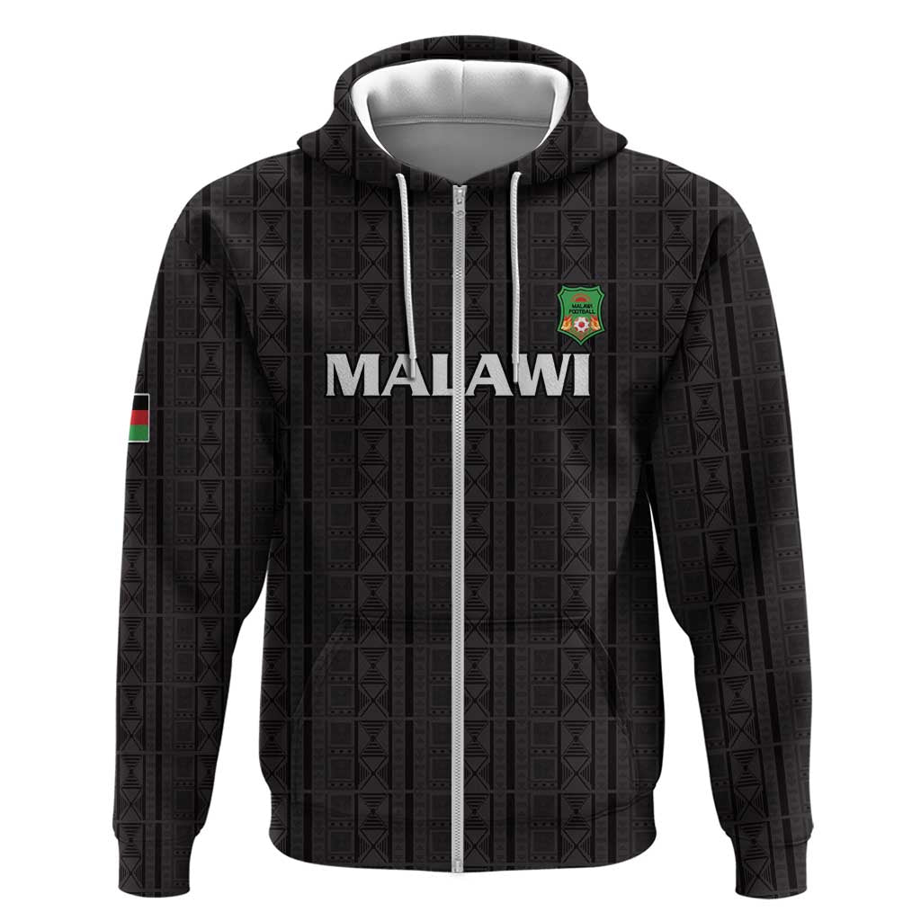 Custom Malawi Football Zip Hoodie Come On Flames - Black - Wonder Print Shop