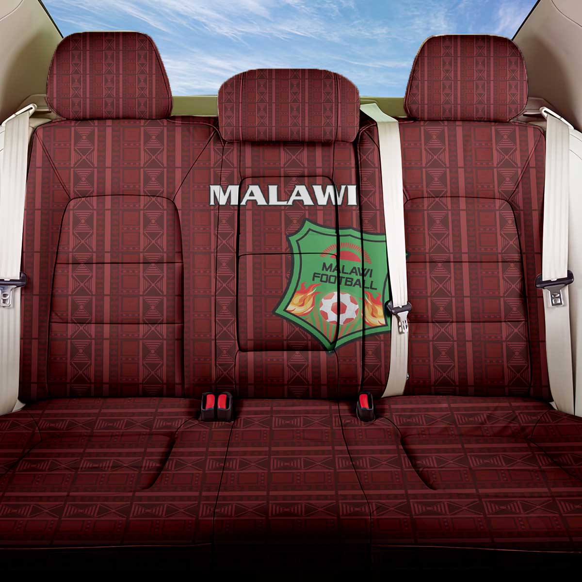 Malawi Football Back Car Seat Cover Come On Flames - Red - Wonder Print Shop