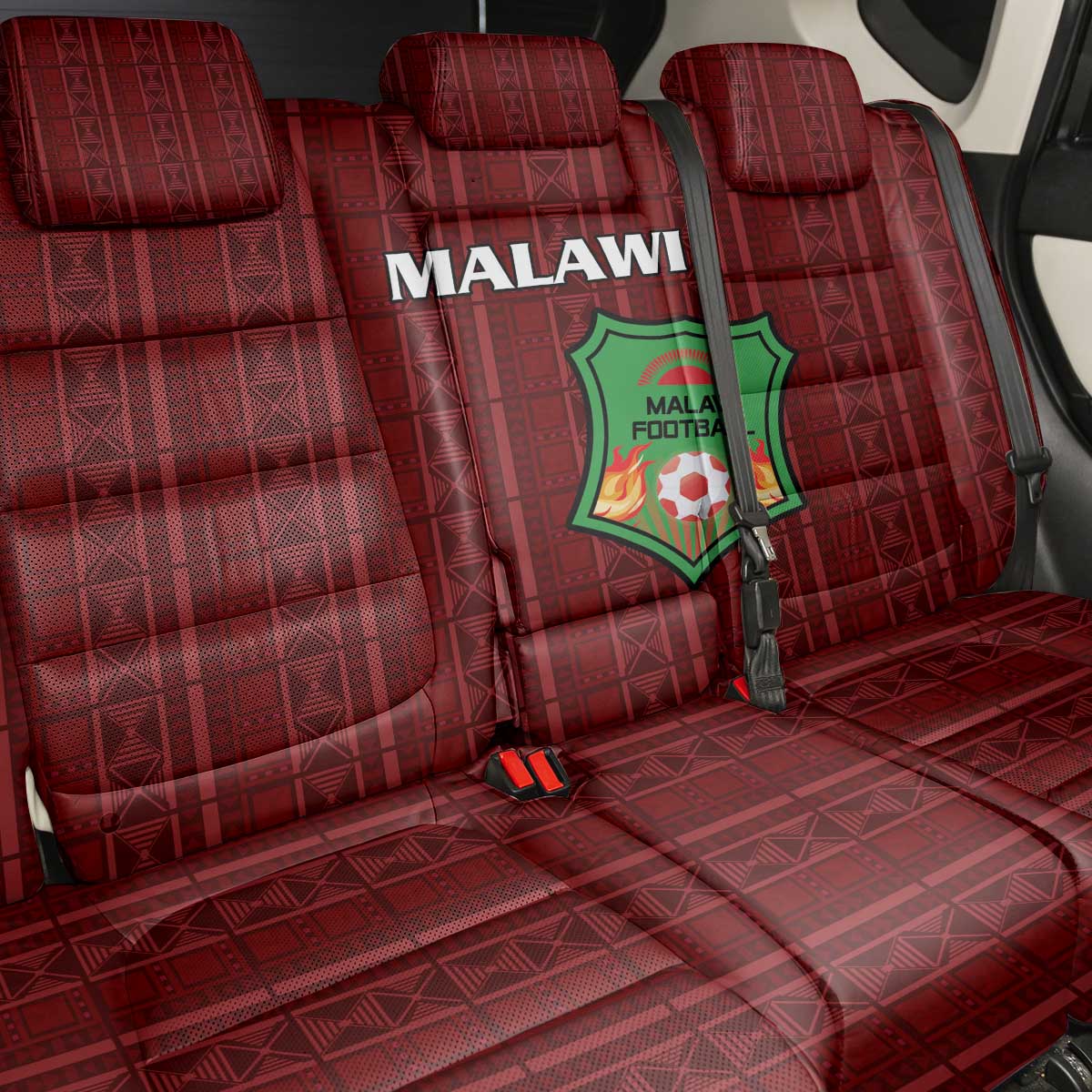 Malawi Football Back Car Seat Cover Come On Flames - Red - Wonder Print Shop