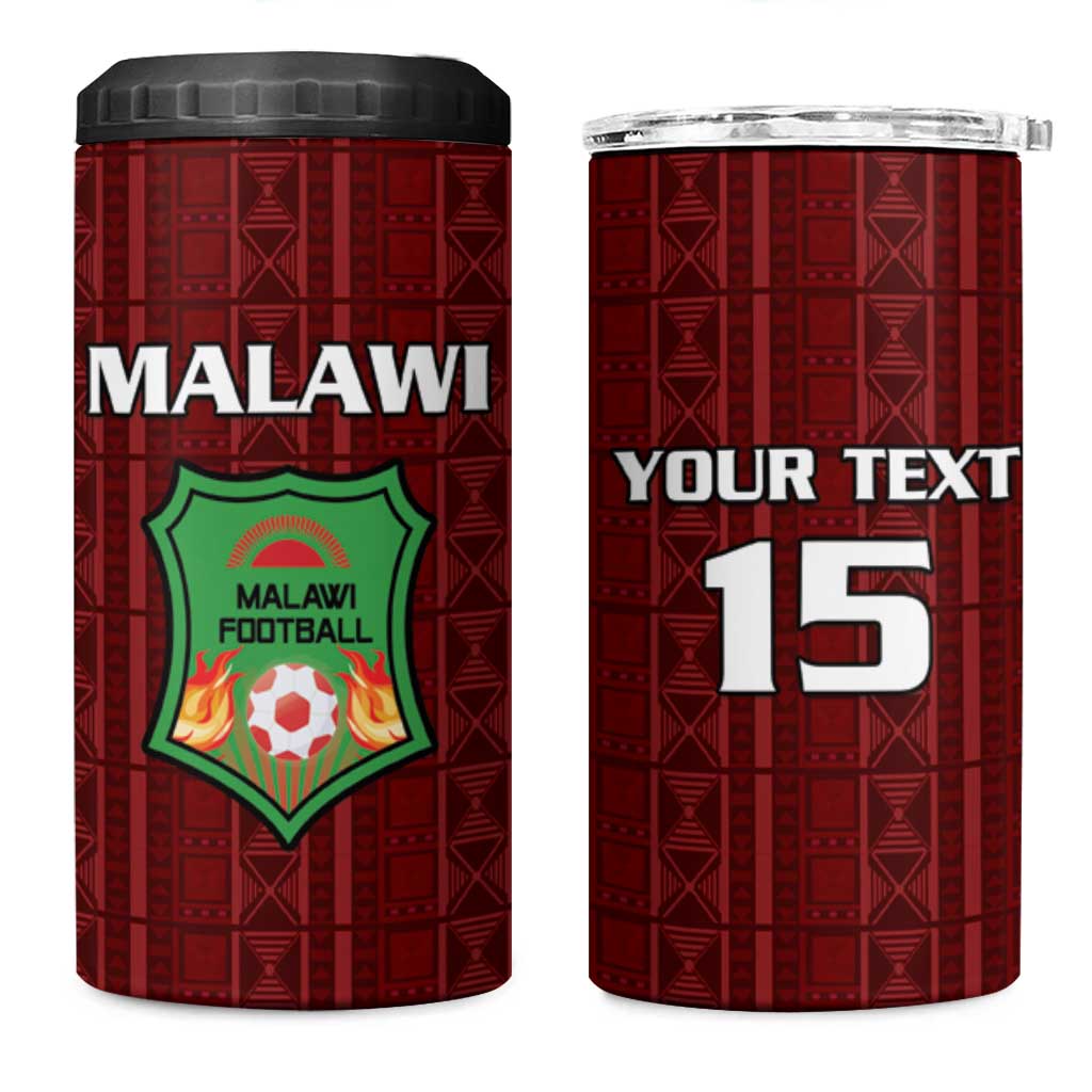 Custom Malawi Football 4 in 1 Can Cooler Tumbler Come On Flames - Red - Wonder Print Shop