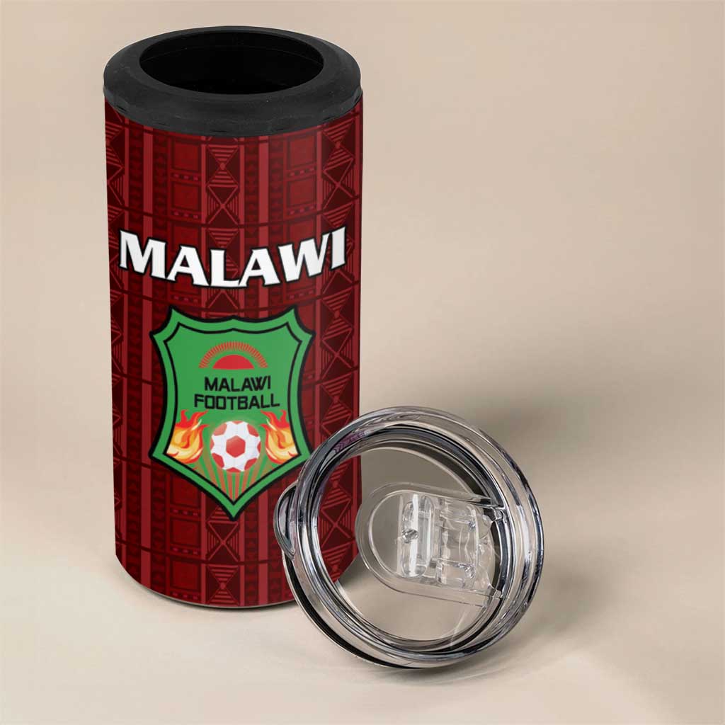 Custom Malawi Football 4 in 1 Can Cooler Tumbler Come On Flames - Red - Wonder Print Shop