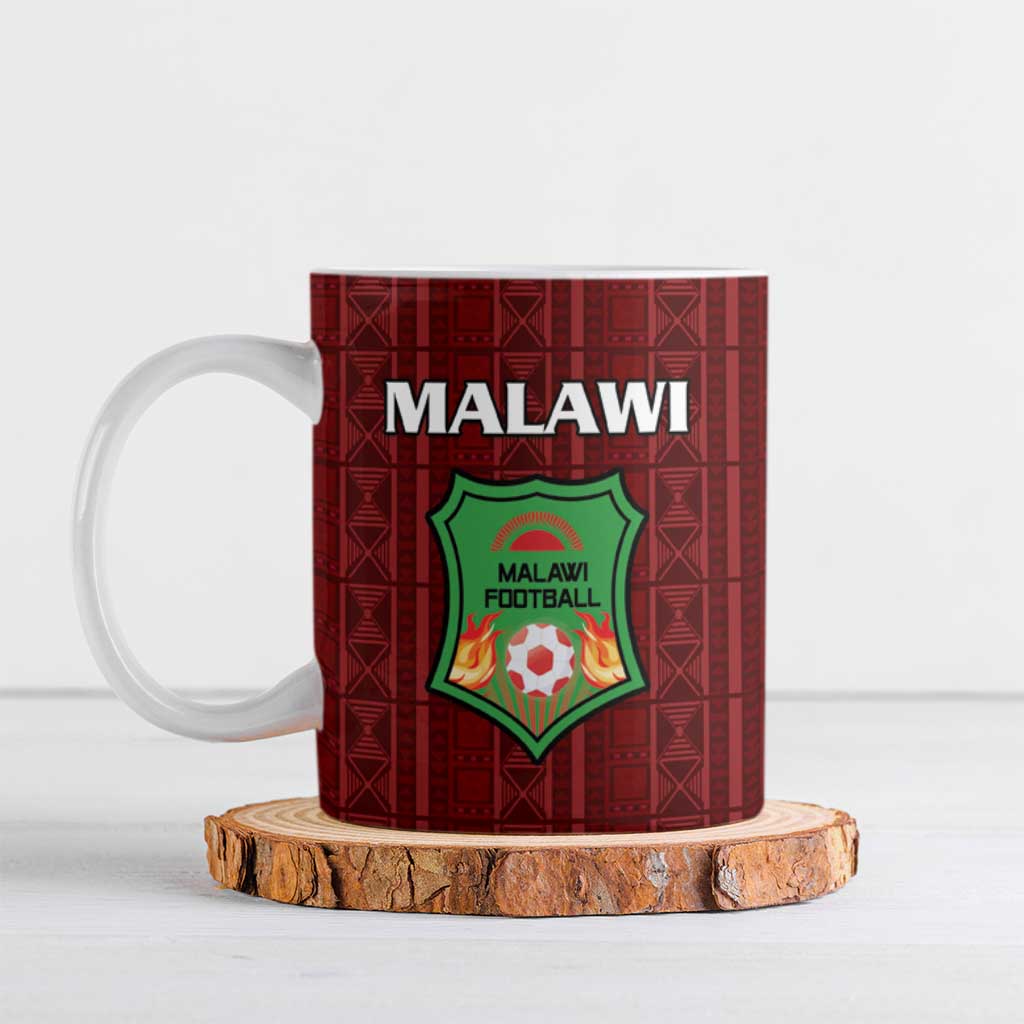 Custom Malawi Football Ceramic Mug Come On Flames - Red - Wonder Print Shop
