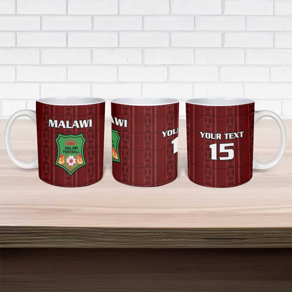 Custom Malawi Football Ceramic Mug Come On Flames - Red - Wonder Print Shop