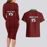 Custom Malawi Football Couples Matching Long Sleeve Bodycon Dress and Hawaiian Shirt Come On Flames - Red - Wonder Print Shop