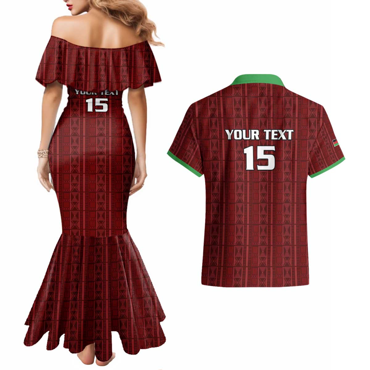 Custom Malawi Football Couples Matching Mermaid Dress and Hawaiian Shirt Come On Flames - Red - Wonder Print Shop