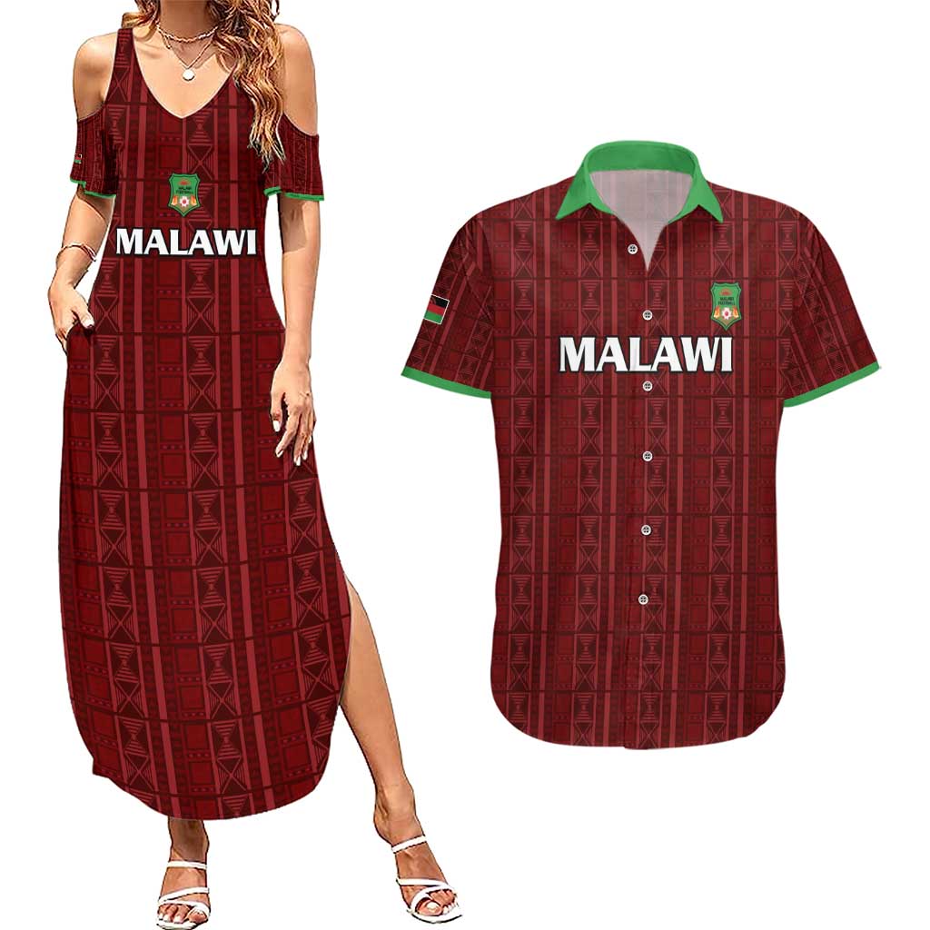 Custom Malawi Football Couples Matching Summer Maxi Dress and Hawaiian Shirt Come On Flames - Red - Wonder Print Shop