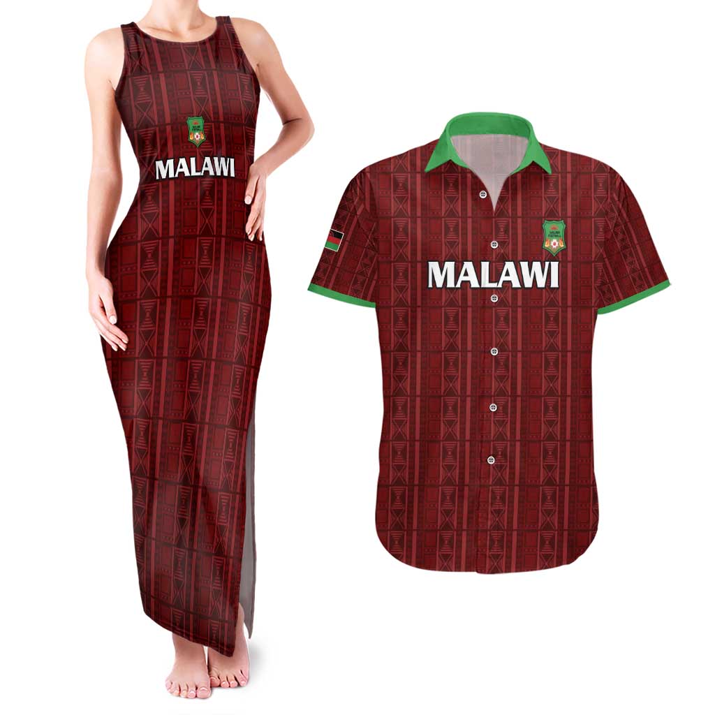 Custom Malawi Football Couples Matching Tank Maxi Dress and Hawaiian Shirt Come On Flames - Red - Wonder Print Shop