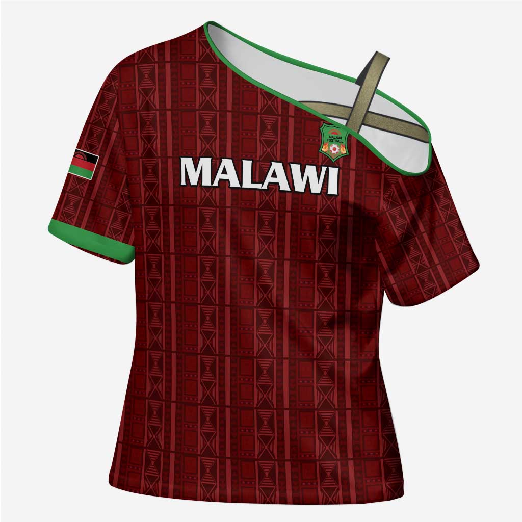 Custom Malawi Football Cross Shoulder Shirt Come On Flames - Red - Wonder Print Shop