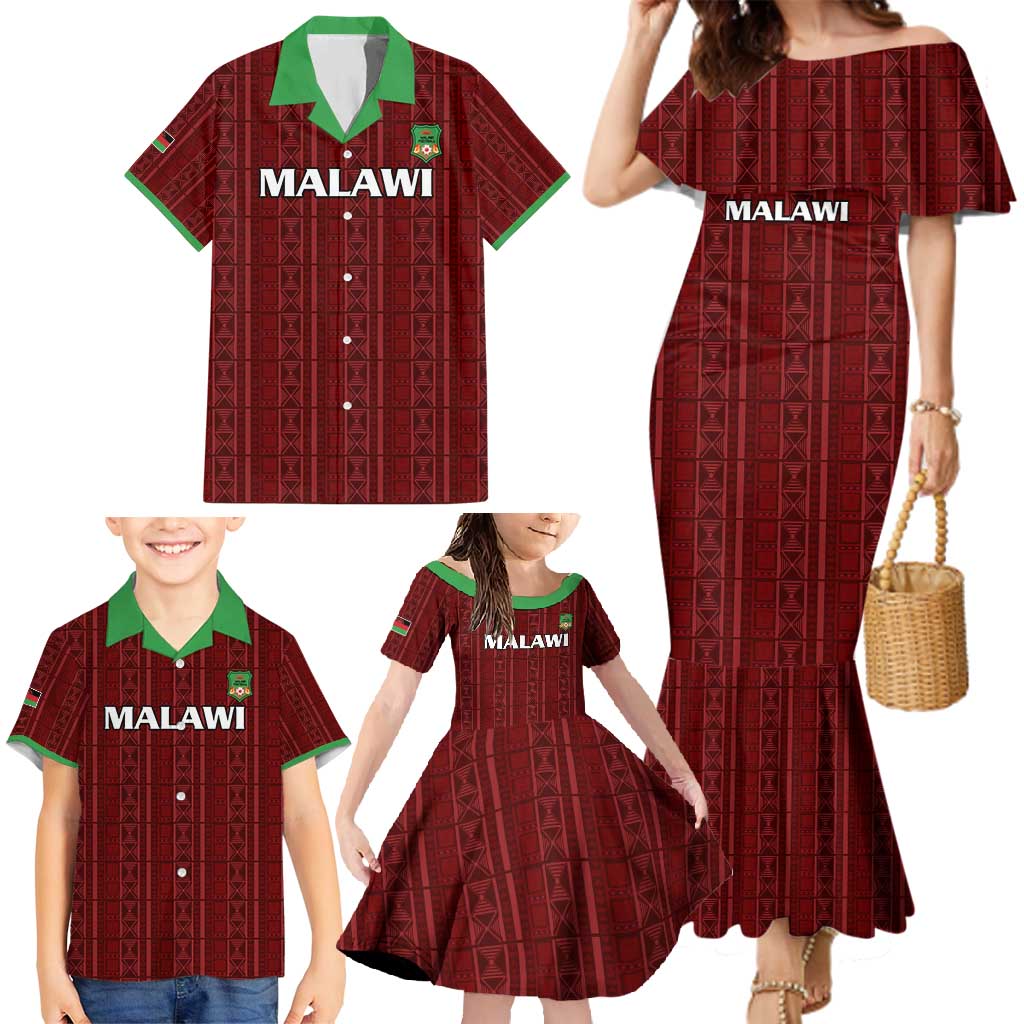 Custom Malawi Football Family Matching Mermaid Dress and Hawaiian Shirt Come On Flames - Red - Wonder Print Shop