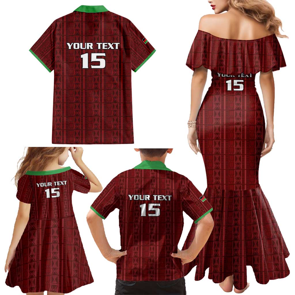 Custom Malawi Football Family Matching Mermaid Dress and Hawaiian Shirt Come On Flames - Red - Wonder Print Shop