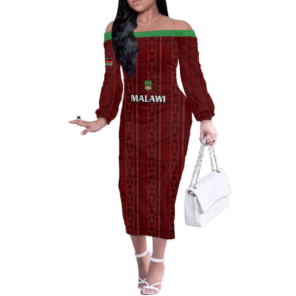 Custom Malawi Football Family Matching Off The Shoulder Long Sleeve Dress and Hawaiian Shirt Come On Flames - Red - Wonder Print Shop